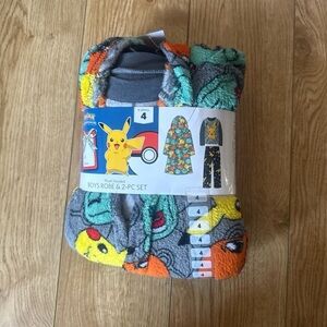 Pokachu plush hooded boys robe and 2-PC SET